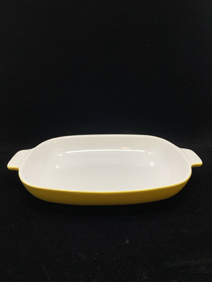 YELLOW STONEWARE BAKING DISH.