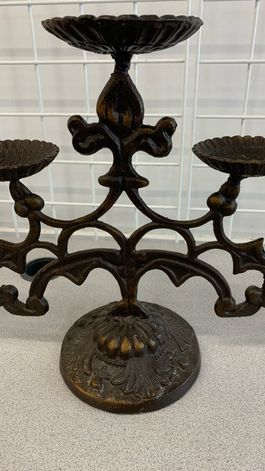 HEAVY 7-CANDLE HOLDER METAL CANDELABRA.