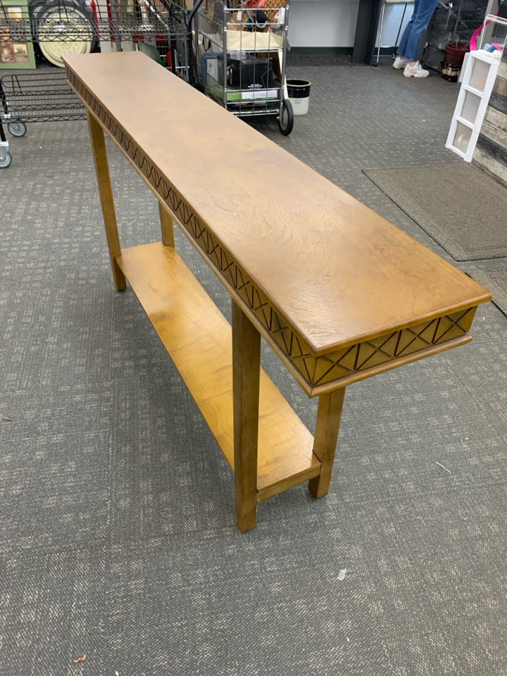 RUSTIC SOLID WOOD SOFA TABLE.