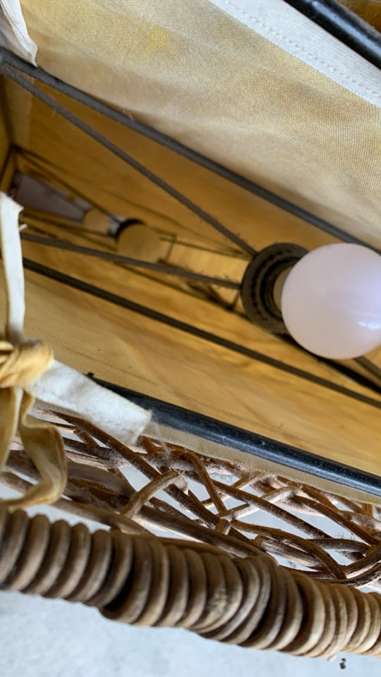LG STANDING NOODLE RATTAN FLOOR LAMP.