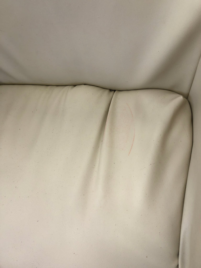 FAUX LEATHER BASEBALL SWIVEL CHAIR & OTTOMAN.