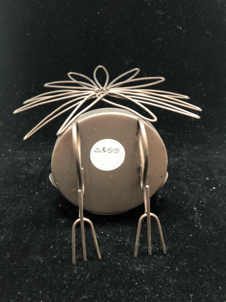 BROWN METAL TURKEY CANDLE HOLDER.