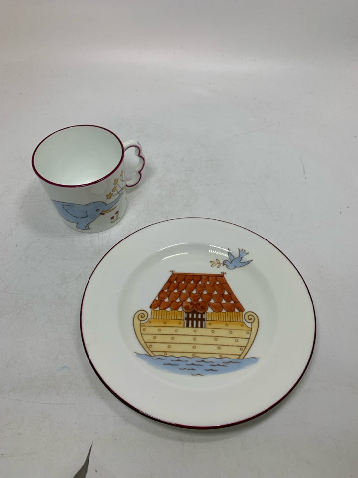 2 PC KIDS NOAH'S ARCH CUP & PLATE.