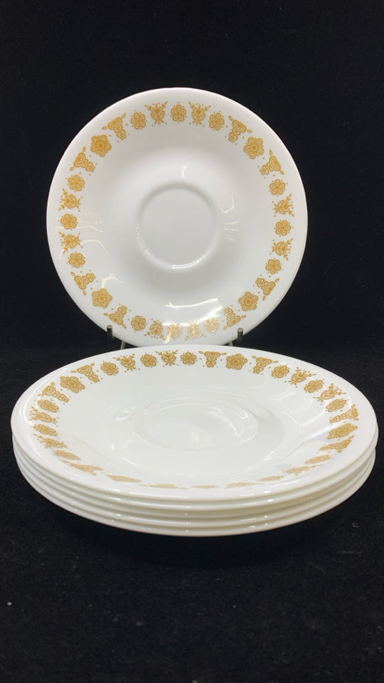 12 PC SVC 6 CORELLE BUTTERFLY GOLD HOOK HANDLE TEACUPS /SAUCERS.