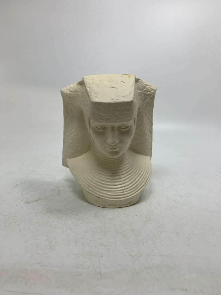 NUN BUST FIGURINE SIGNED KROBEK 1967.