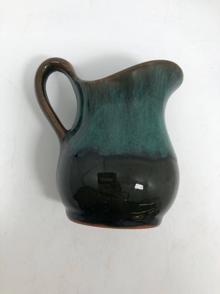 BLUE/BROWN GLAZE MINI PITCHER.