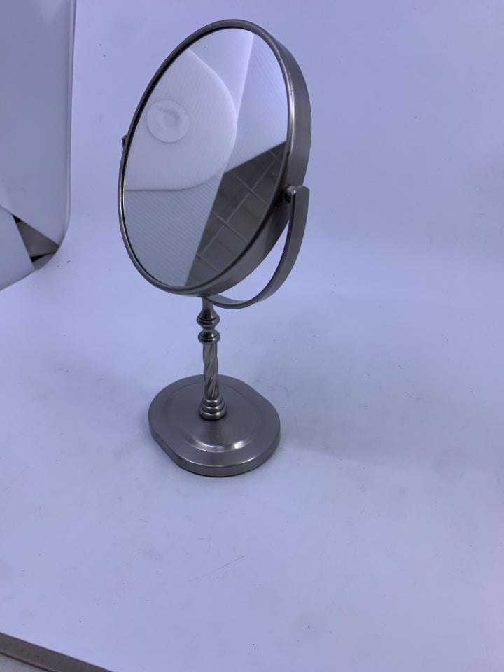 SILVER METAL COUNTER MIRROR.