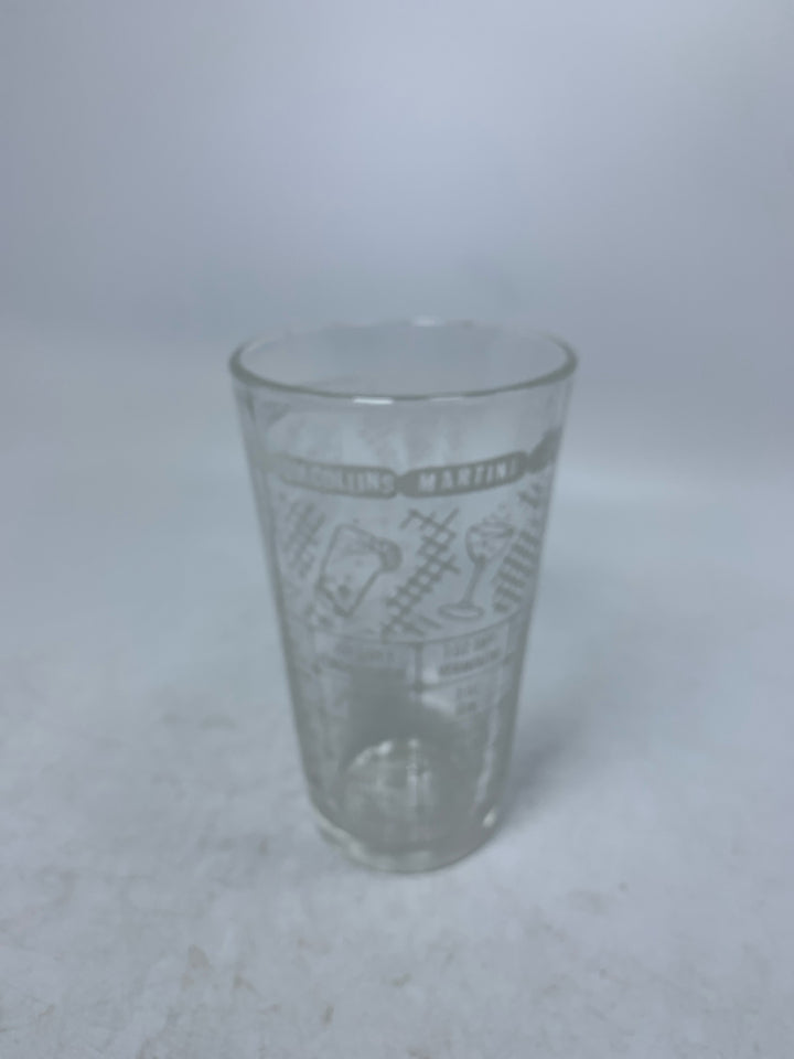 VTG DRINK RECIPE GLASS.