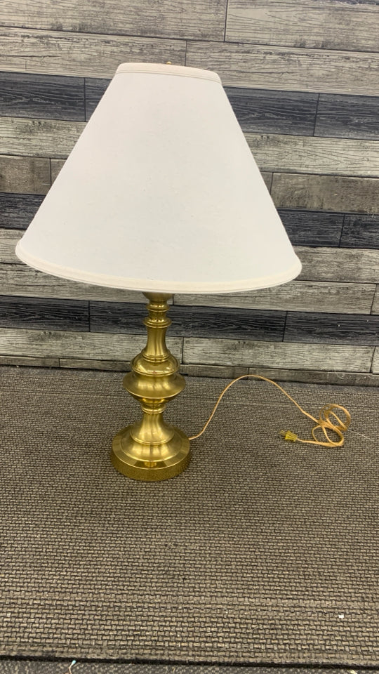 GOLD LAMP W/CONE SHADE.