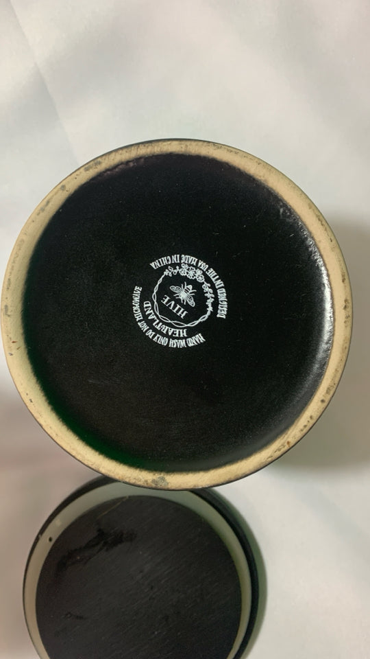 COFFEE CANISTER W BLACK LID.