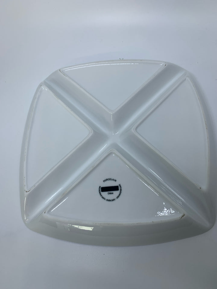 SQUARE 4 DIVIDED PORCELAIN SERVING PLATE.