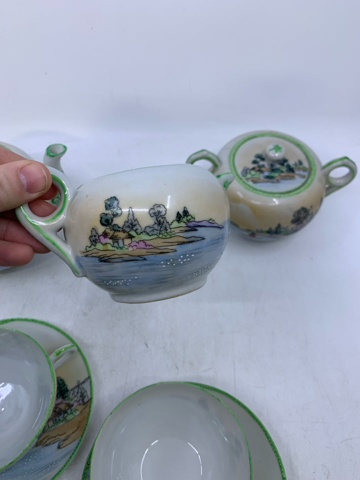 VTG 7 PC SVC 2 GREEN/WHITE ASIAN STYLE.