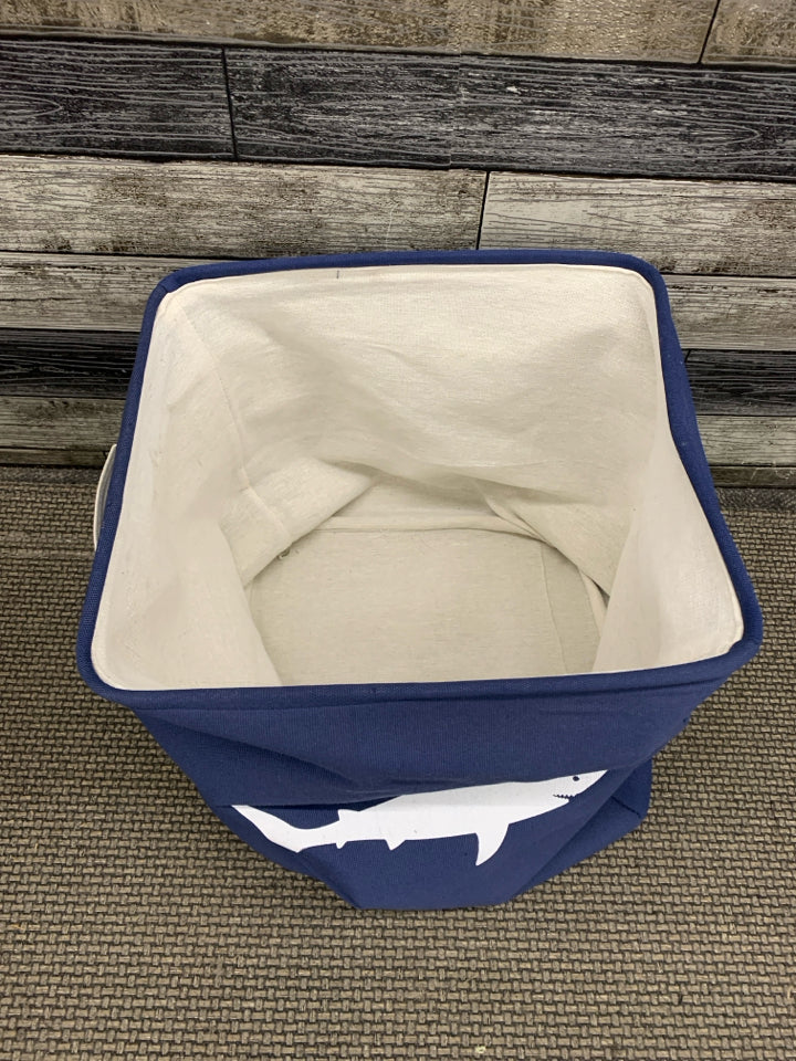 BLUE SHARK CLOTH STORAGE BIN.