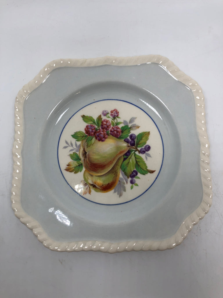 6 VTG FRUIT DESIGN PLATES W/ROPE STYLE BORDER.