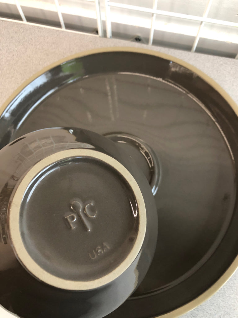 2pc STONEWARE CHIP & DIP SET.