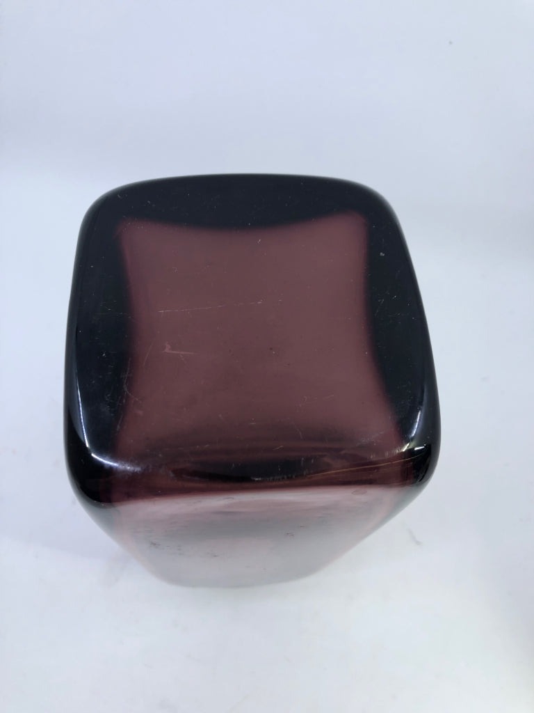 HEAVY DARK PURPLE VASE.