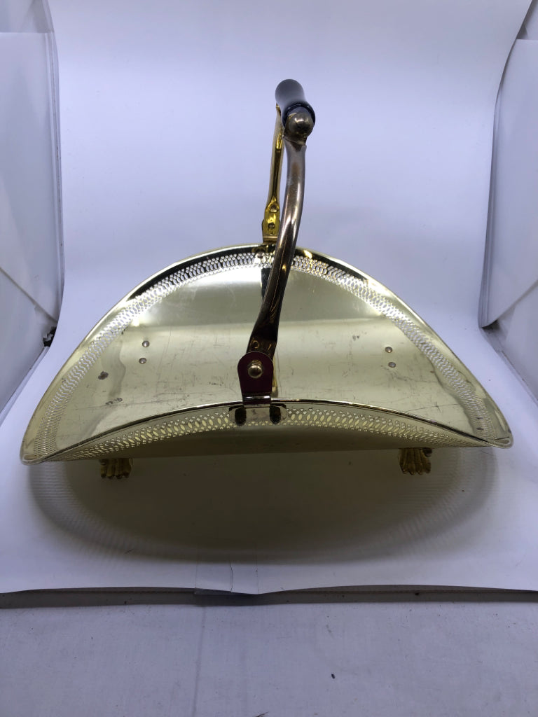 GOLD METAL LOG HOLDER W/ HANDLE.
