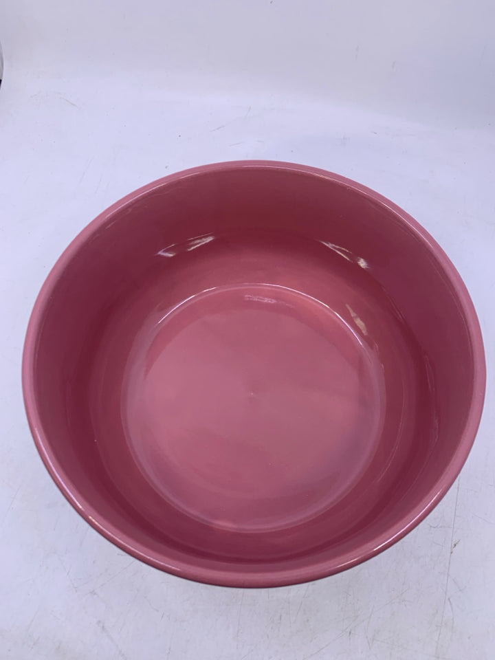 PINK CERAMIC HEAVY W/ WHITE SPECKLES BOWL.