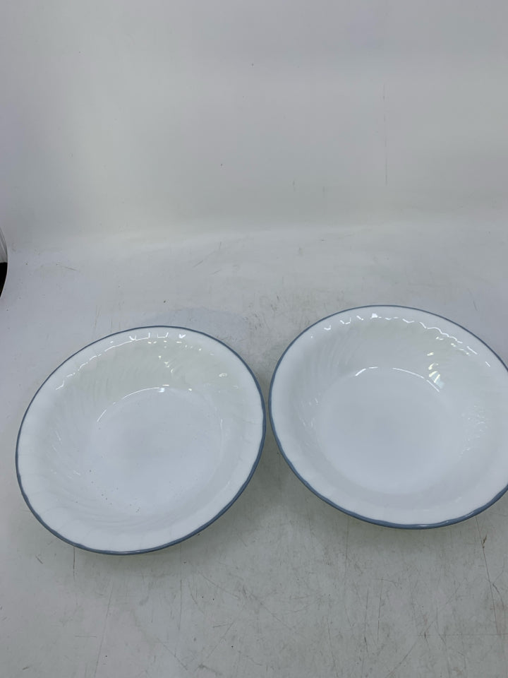 2 BLUE TRIM CEREAL BOWLS