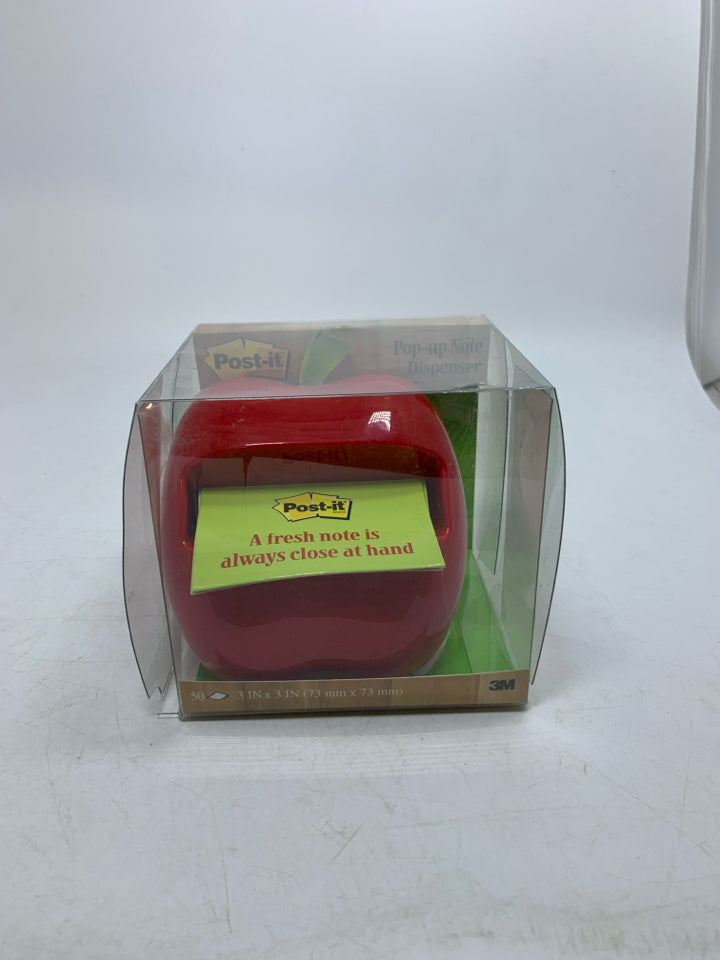 NIP POST IT POP UP DISPENSER WEIGHTED RED APPLE.