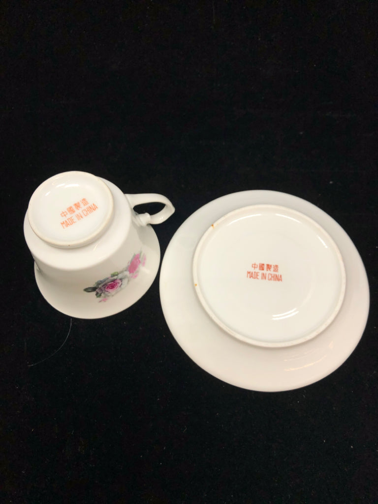 GRAY ROSE TEA CUP & SAUCER.