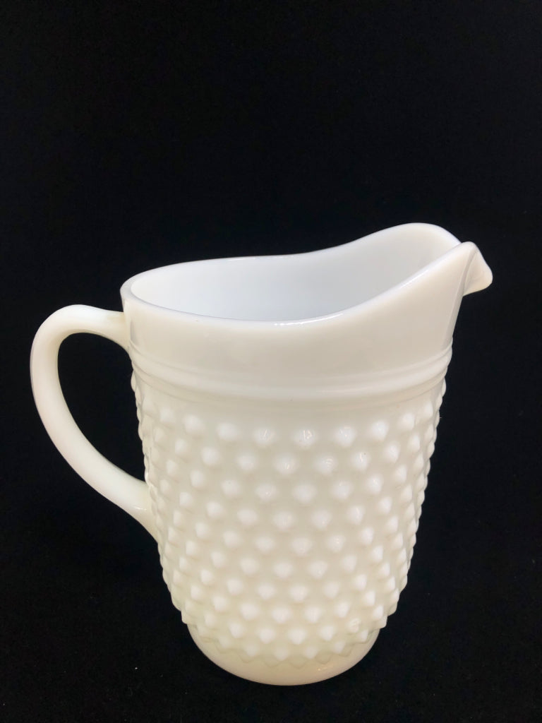 VTG HOBNAIL MILK GLASS PITCHER.