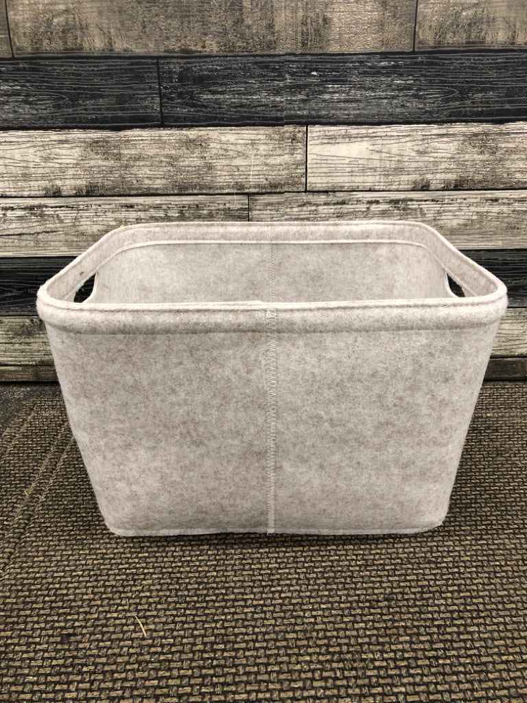 GRAY FABRIC STORAGE BIN.