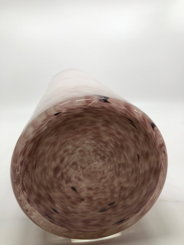 LG PINK SWIRL GLASS VASE.