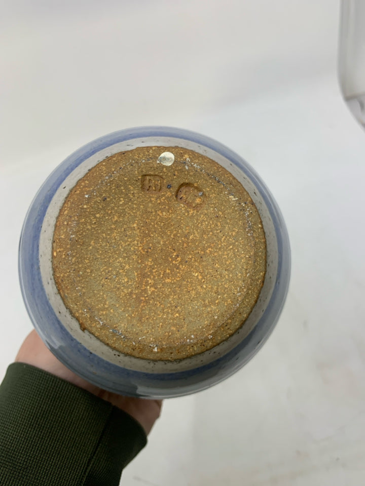 LIGHT GREY W/ BLUE BOTTOM PITCHER W/ SEAGULL ON ROCK.