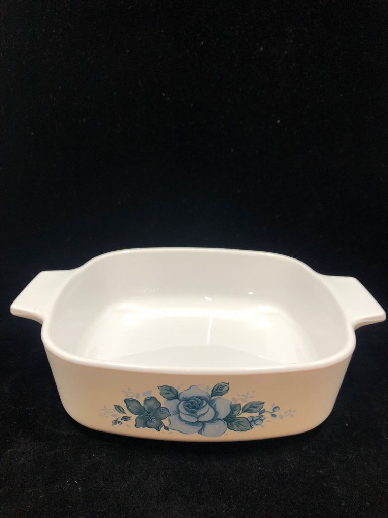 CORNING WARE BLUE VELVET ROSE CASSEROLE DISH.
