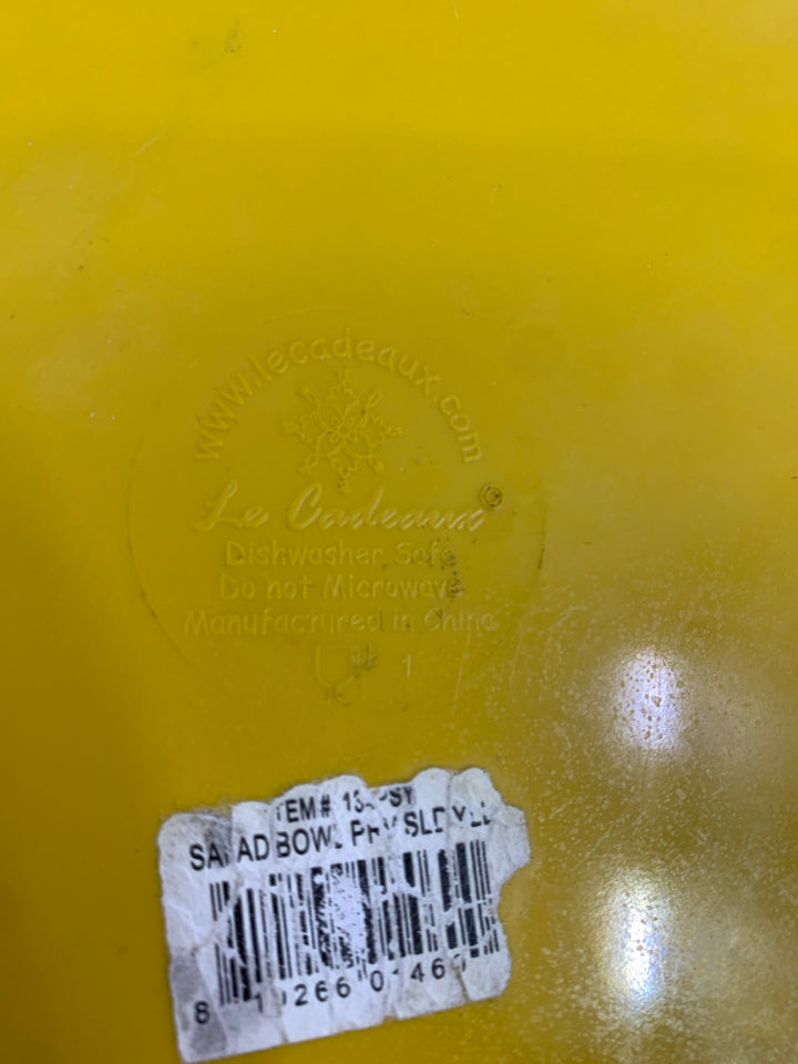 MUSTARD YELLOW MELAMINE SALAD BOWL.