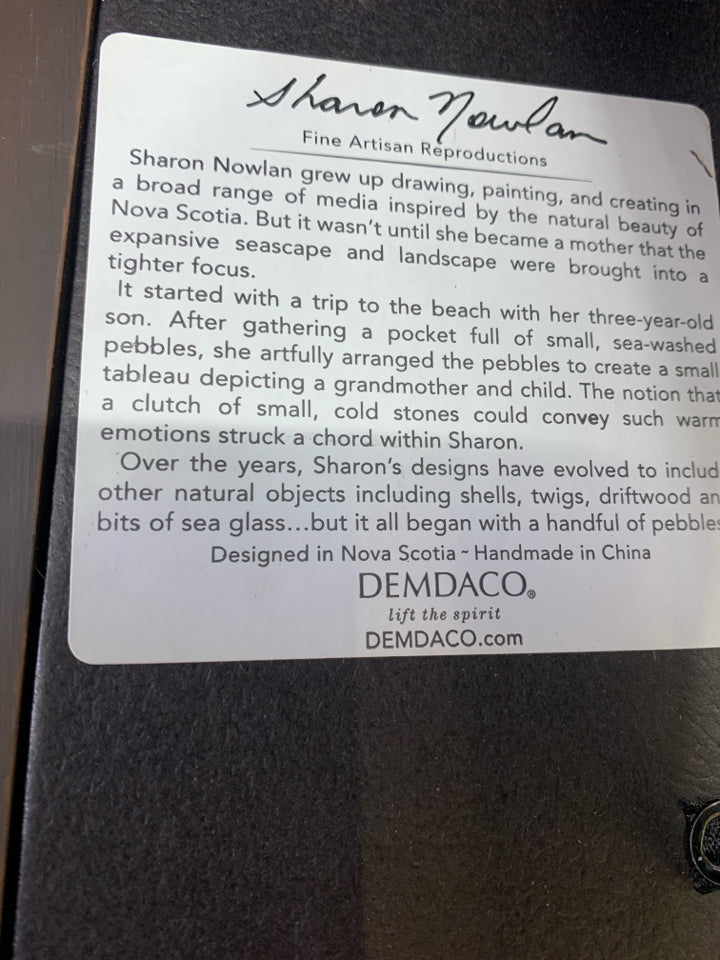 BRIDE AND GROOM SEA GLASS- BROWN FRAME ART.