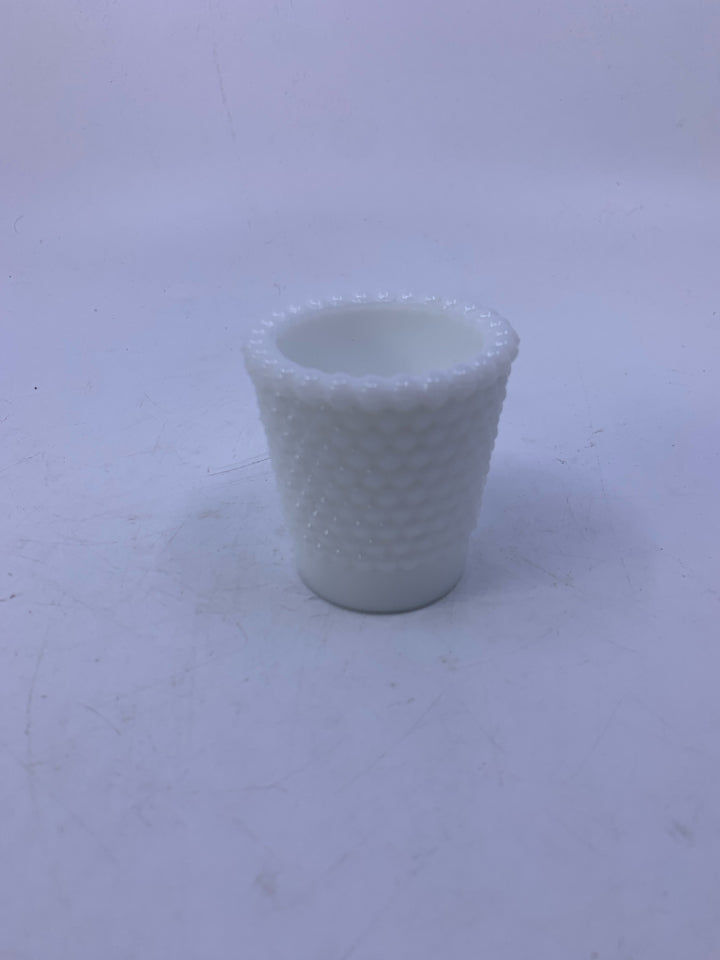 MILK GLASS TEXTURED TOOTH PICK HOLDER.