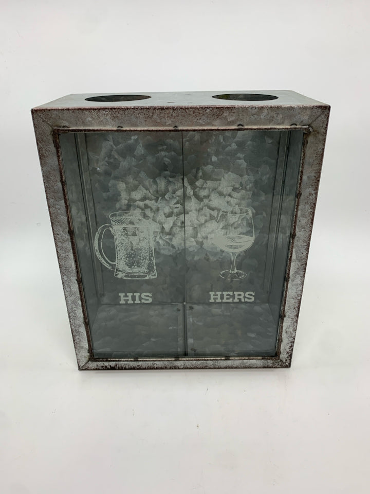 GALVANIZED HIS/HER CORK/BEER CAP HOLDER.