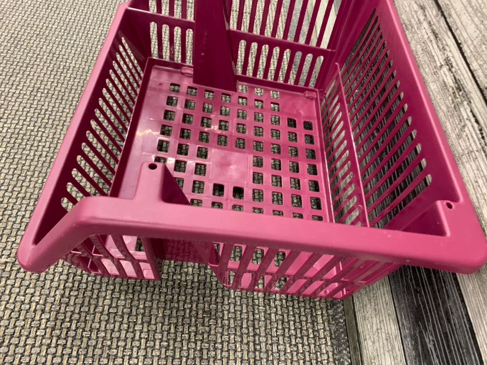 MAROON STACKABLE PLASTIC STORAGE CRATE.