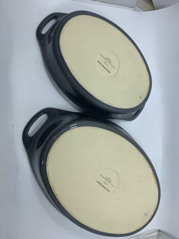 RACHAEL RAY 2PC OVAL STONEWARE BAKER.