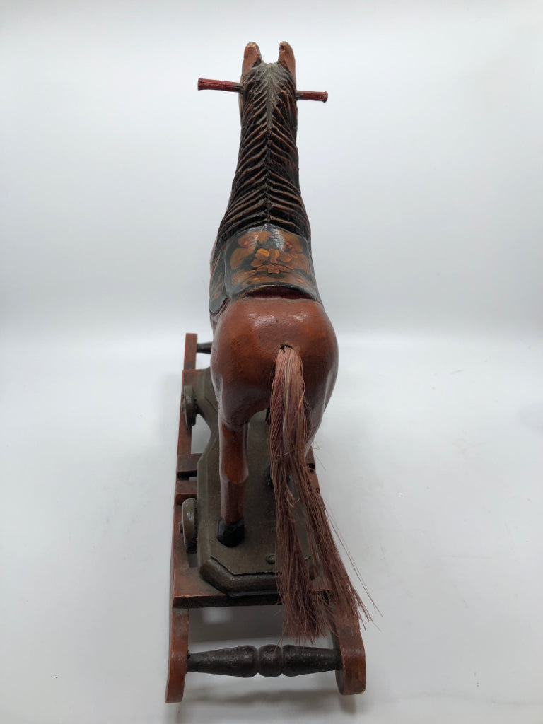 VTG STYLE WOODEN ROCKING HORSE DECOR.