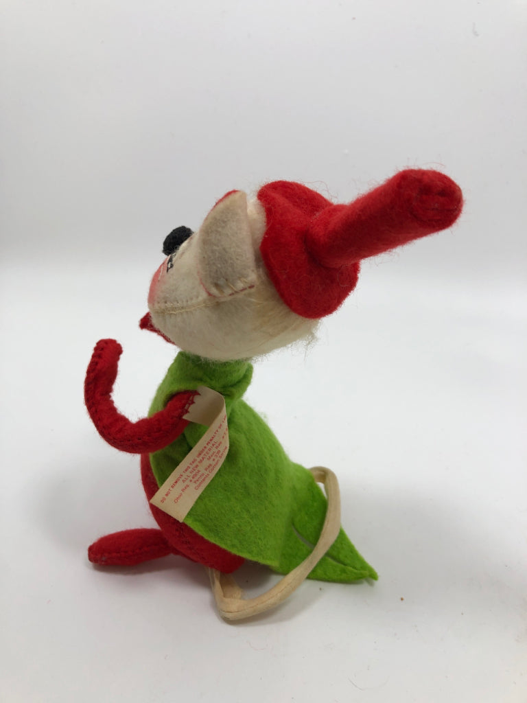 ANNALEE MOUSE IN CHRISTMAS COLORS FIGURINE.