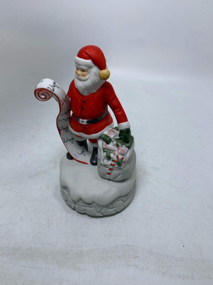 SANTA READING A LIST MUSIC BOX.