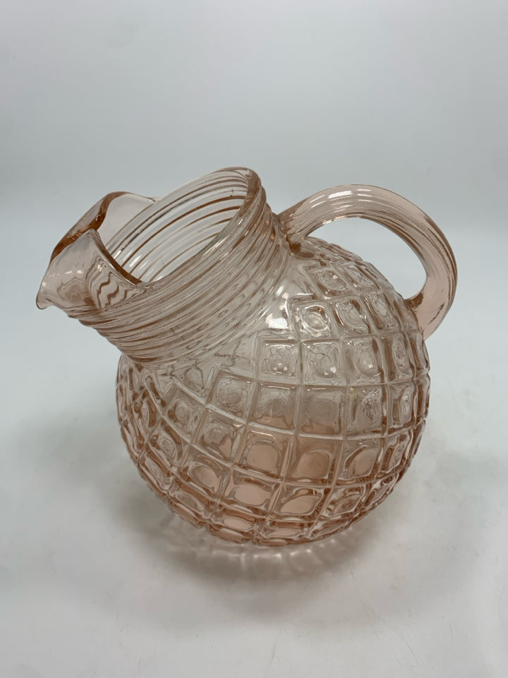 VTG PINK DEPRESSION GLASS JUG.