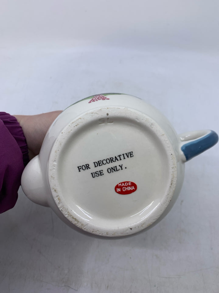 WHITE HOME SWEET HOME RED HOUSE TEA POT.