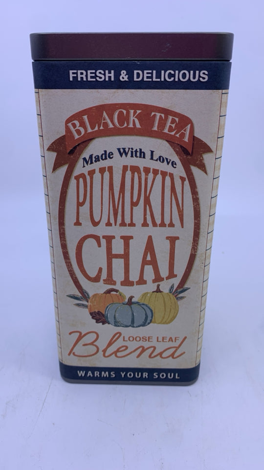 RECTANGLE PUMPKIN CHAI METAL TIN.