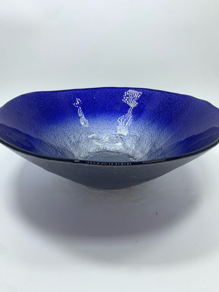 COBALT BLUE PRESSED GLASS BOWL.