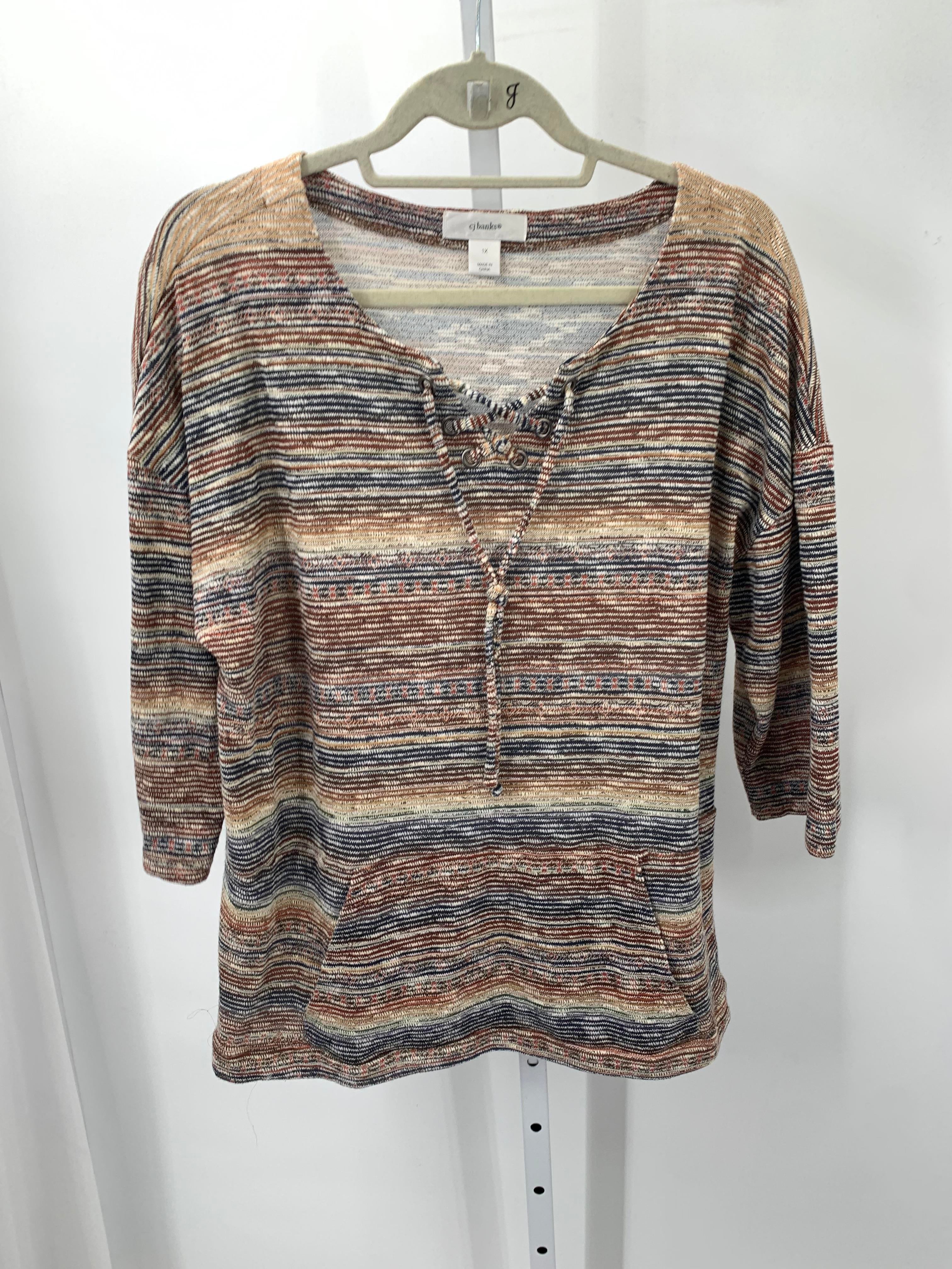 CJ Banks Size 1X Womens 3/4 Sleeve Shirt