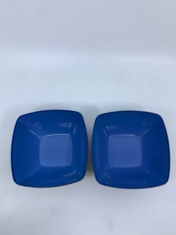 2 BLUE MELAMINE SNACK BOWLS.
