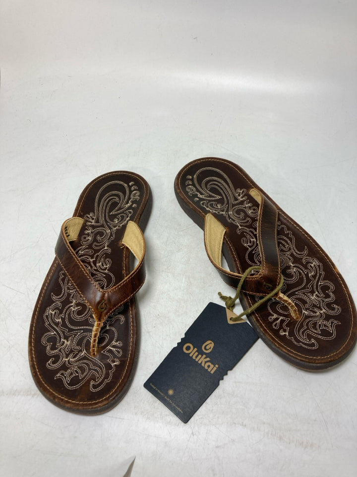 Olukai Panilo Leather Flip FLop Sandals