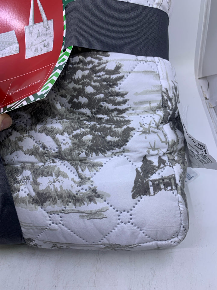 NIP WHITE W/ GREY WOODS SCENE/DEER.