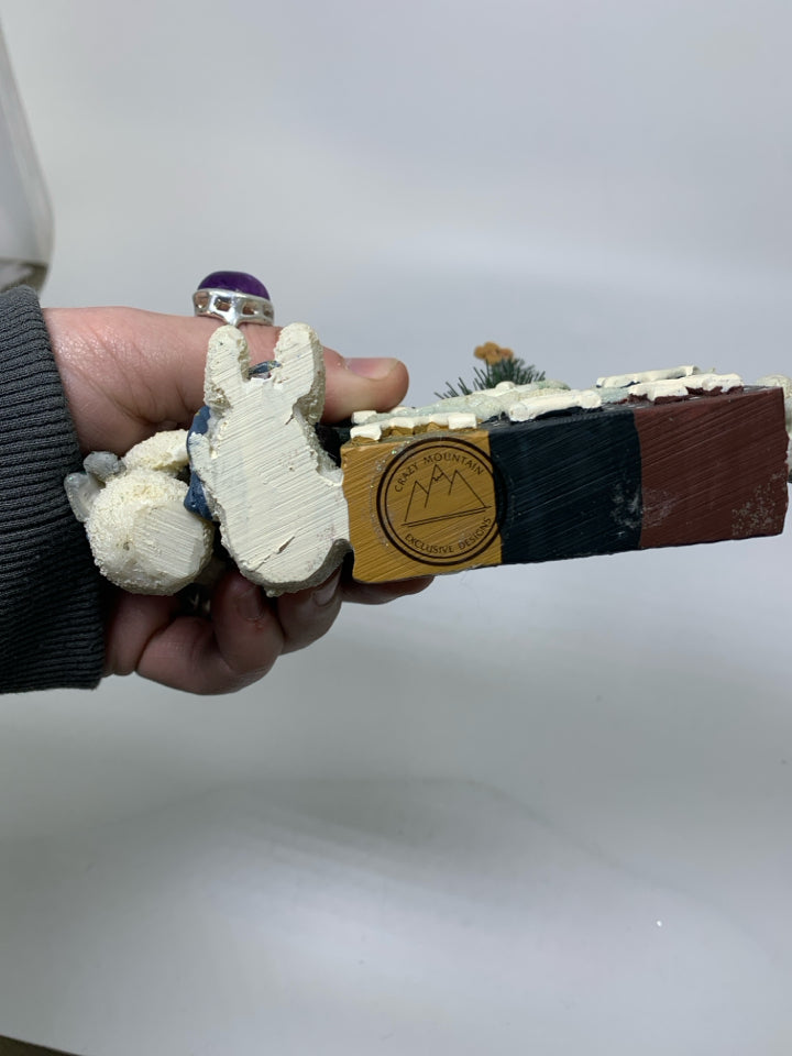 PRIMITIVE STYLE BLOCK "SNOWMAN" FIGURINE.