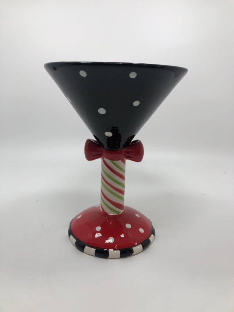 WINTER PENGUIN CERAMIC MARTINI GLASS.