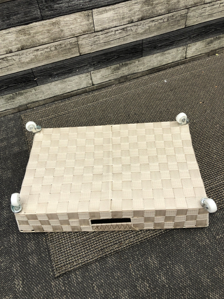 LIGHT ROSE UNDER BED STORAGE W WHEELS.